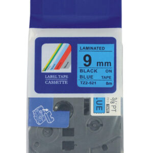 LT-TZE-521 / CINTA NEGRO SOBRE AZUL 9MM